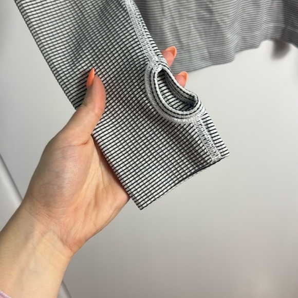 Lululemon Swiftly Tech Long Sleeve 2.0 Tempo Stripe White Black Size 6 - Picture 5 of 9